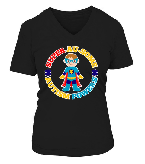 Autism Superpowers Super Ausome Autistic Child Women's V-Neck T-shirt