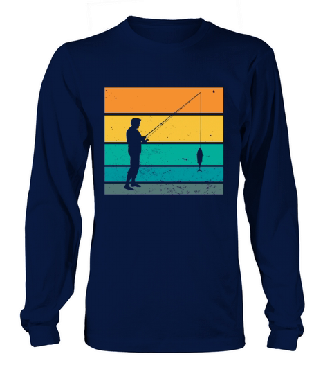 Fisherman Fisher angler sunset retro Men's Long Sleeve