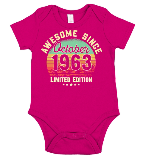 October 1963 58th Year Old Birthday Gift Retro Short Sleeve Baby One-Piece