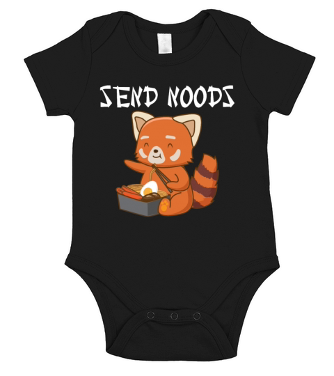 Send Noods Red Panda Funny Japanese Ramen Sobared Short Sleeve Baby One-Piece