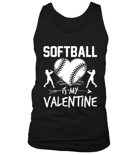 Softball Is My Valentine Funny Valentines Day Men's Tank Top