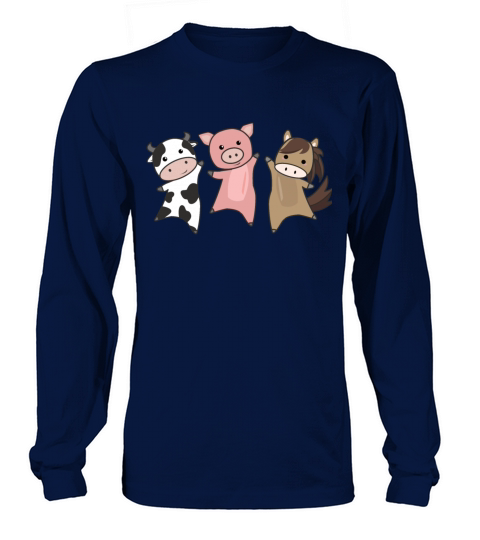 Cow Horse Pig Farm Cute Animals For Kids Women's Long Sleeve