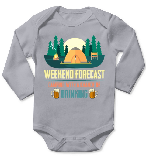 Weekend Forecast Fishing with change of Drinking Long Sleeve Baby One-Piece