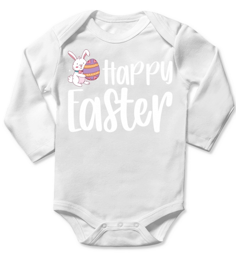 Happy Easter Funny Rabbit Long Sleeve Baby One-Piece