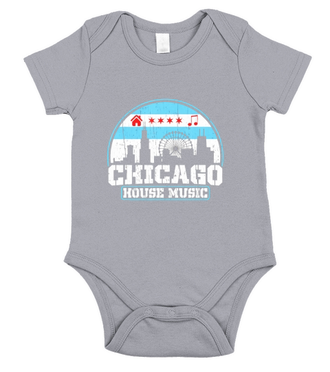 Chicago House Music Vintage Skyline DJ Gift Short Sleeve Baby One-Piece
