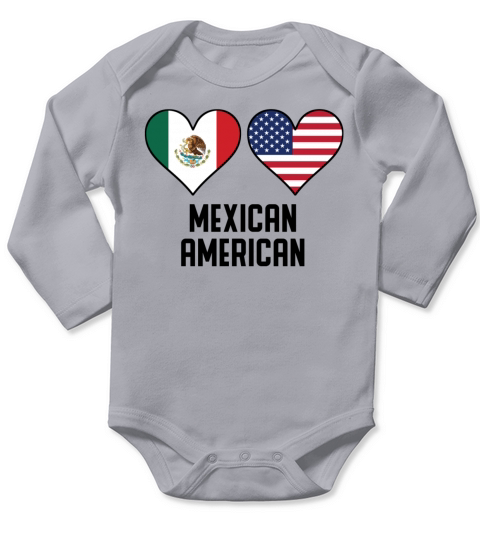 Mexican American Heart Flags Long Sleeve Baby One-Piece
