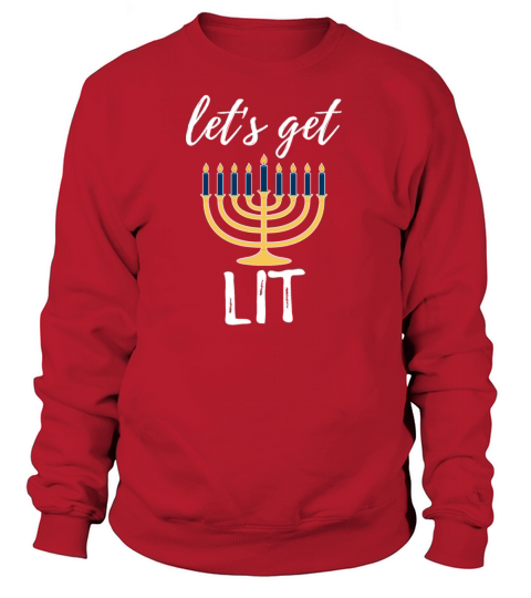 Hanukkah Lets Get Lit Funny Menorah Candle Jewish Women's Sweatshirt