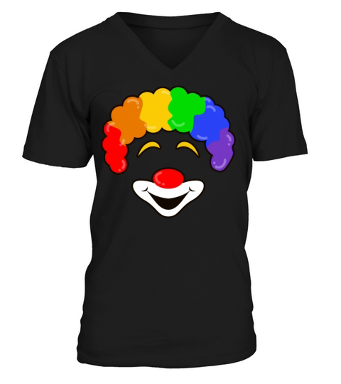 Rainbow Clown Smiling Halloween Jester Joker Face Dark Men's V-Neck T-shirt