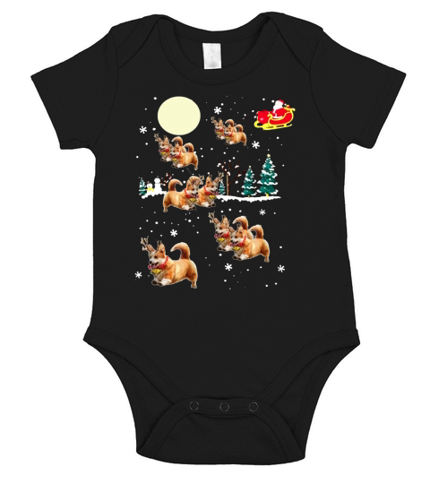 Corgi Christmas Short Sleeve Baby One-Piece