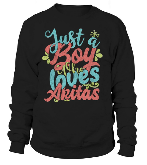 Just A Boy Who Loves Akitas dog Gift graphic Women's Sweatshirt