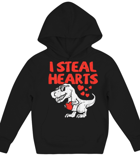 I Steal Hearts Trex Dino Baby Boy Valentines Day Kids Hoodie