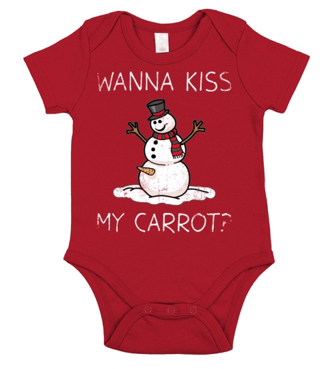 Snowman Wanna Kiss My Carrot Short Sleeve Baby One-Piece
