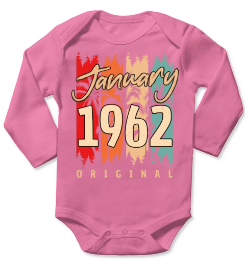 1962 In January Vintage Long Sleeve Baby One-Piece