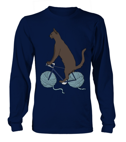 cat riding bike with yarn ball wheels Men's Long Sleeve