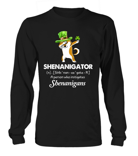 Dabbing Shiba Inu Shenanigator Definition Patricks Day Long sleeved Unisex