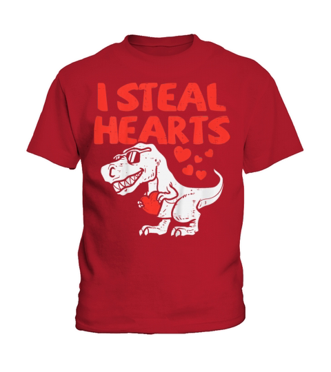 I Steal Hearts Trex Dino Baby Boy Valentines Day Kids T-Shirt