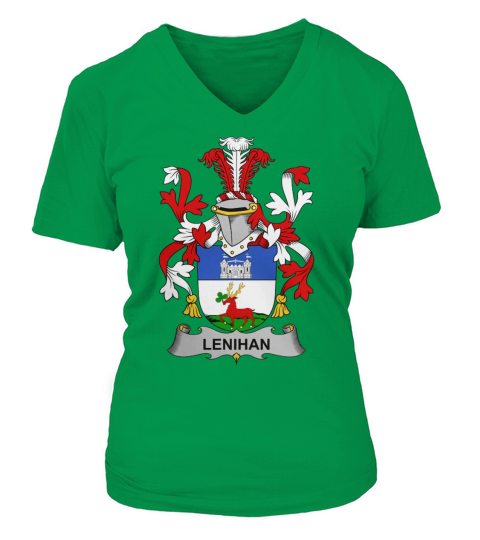 Lenihan Family Crest Irish Family Crests II V-neck T-Shirt Woman