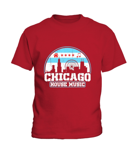 Chicago House Music Vintage Skyline DJ Gift Kids T-Shirt