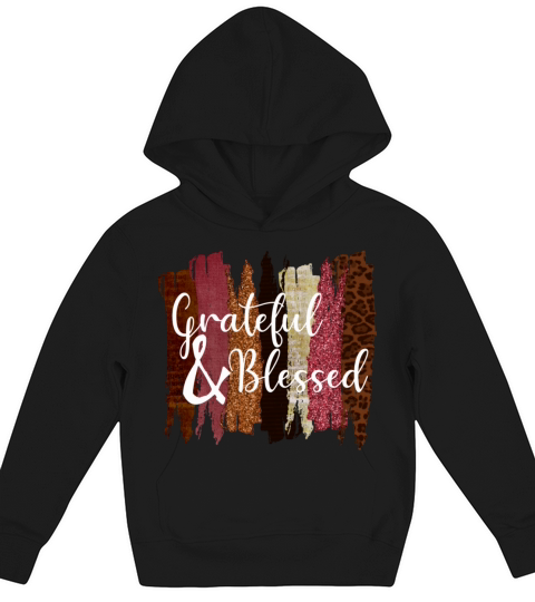 Grateful and Blessed brushstroke design Kids Hoodie