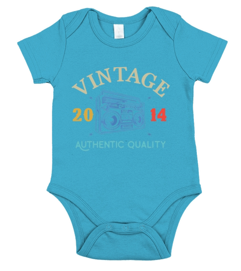 Vintage 2014 Authentic Birthday Birth Year Short Sleeve Baby One-Piece