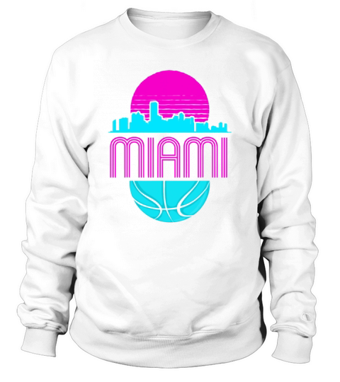 Vintage Miami Florida Cityscape Retro Basketball Sweatshirt Unisex