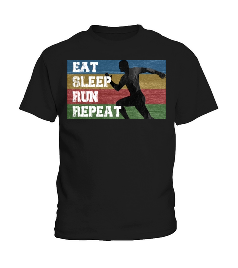 Vintage Retro Eat Sleep Run Repeat Funny Running Kids T-Shirt