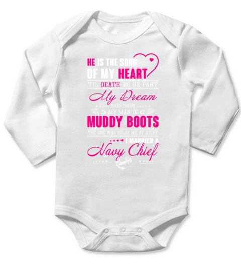 navy chief he is the song of my heart Long Sleeve Baby One-Piece