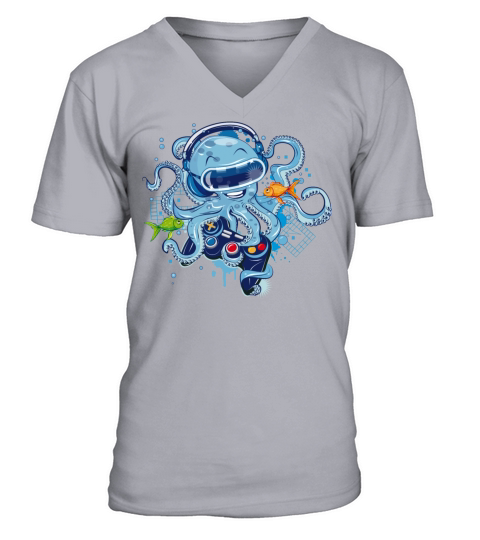 Octopus with gamepad and VR goggles Men's V-Neck T-shirt