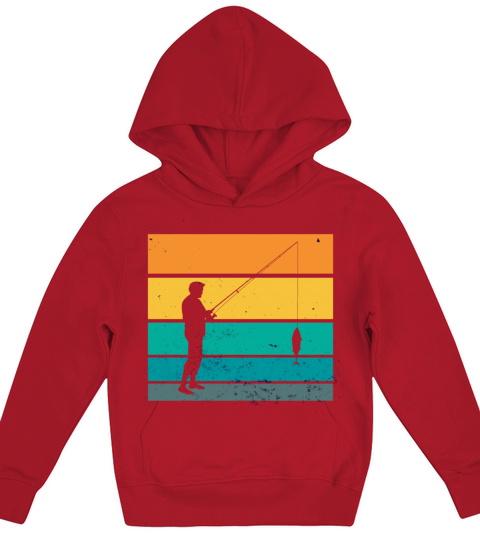Fisherman Fisher angler sunset retro Kids Hoodie