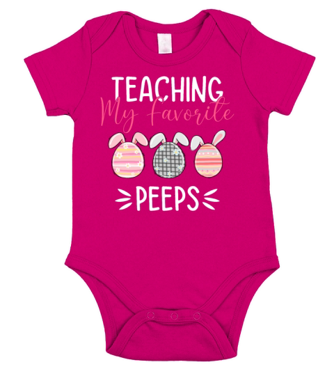 Teaching My Favorite Peeps Funny Easter Teacher Short Sleeve Baby One-Piece