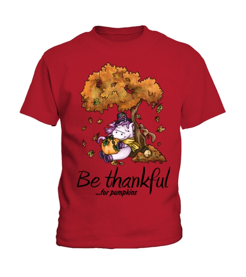 Thanksgiving festival cuddly unicorn under tree Kids T-Shirt