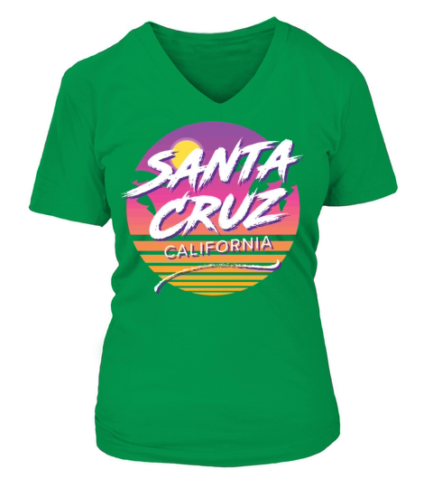 Santa Cruz California Fun 1980S Tropical Graphic Women's V-Neck T-shirt