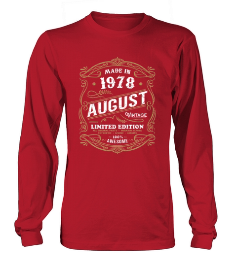 43rd Birthday 1978 August Made Born Vintage Women's Long Sleeve