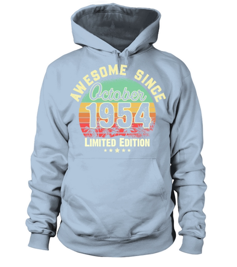 October 1954 67th Year Old Birthday Gift Retro Men's Hoodie
