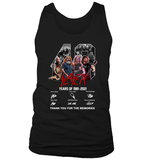 Slayer 40 years of 1981 2021 thank you for the memories signatures Tank Top Unisex