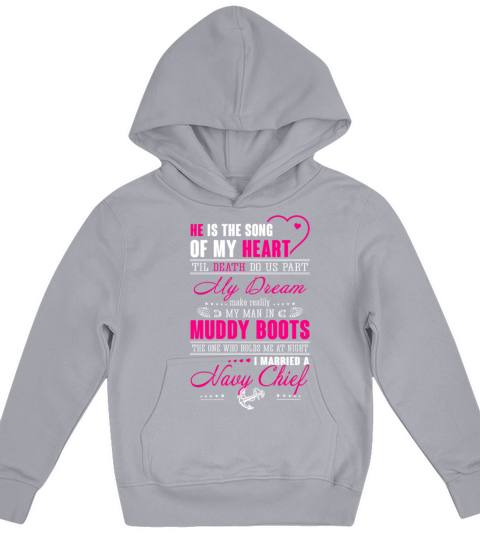 navy chief he is the song of my heart Kids Hoodie