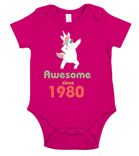 Dabbing Unicorn Awesome since 1980 Short Sleeve Baby One-Piece