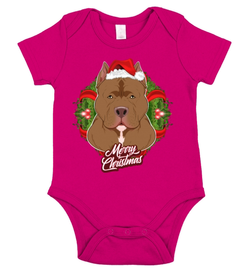 Pitbull Lover I Merry Christmas Pitbull Short Sleeve Baby One-Piece