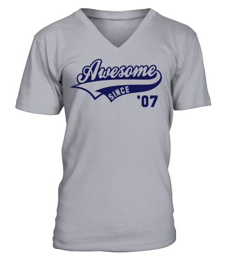 Awesome SINCE 2007 - Birthday Anniversaire Men's V-Neck T-shirt