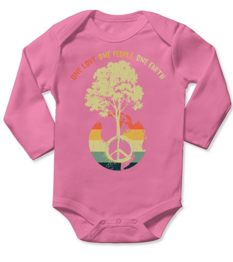 Retro Vintage People Planet Save World Earth Day Long Sleeve Baby One-Piece