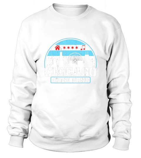 Chicago House Music Vintage Skyline DJ Gift Sweatshirt Unisex