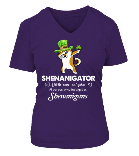 Dabbing Shiba Inu Shenanigator Definition Patricks Day V-neck T-Shirt Woman
