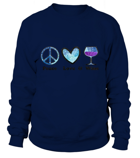 Peace Love and Wine blue batik design Women's Sweatshirt