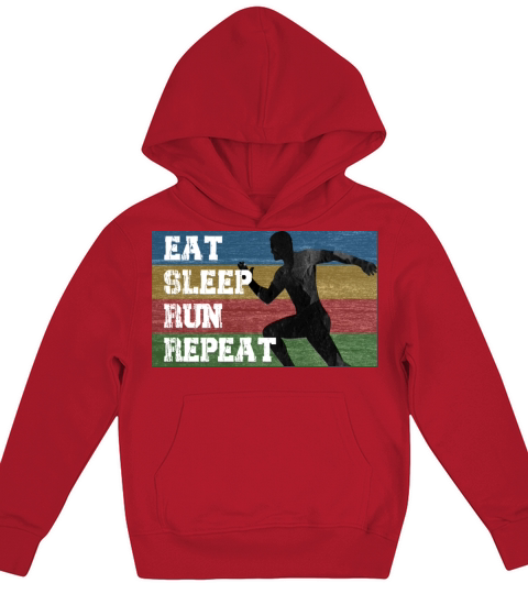 Vintage Retro Eat Sleep Run Repeat Funny Running Kids Hoodie
