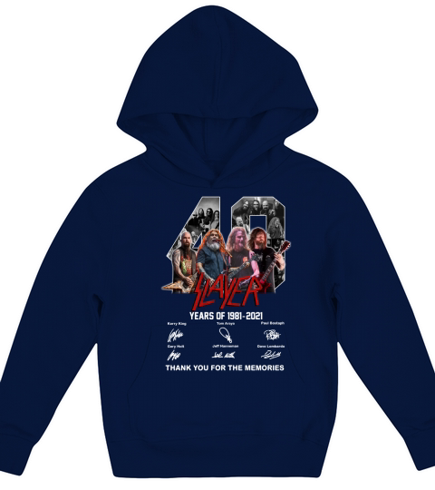 Slayer 40 years of 1981 2021 thank you for the memories signatures Kids Hoodie