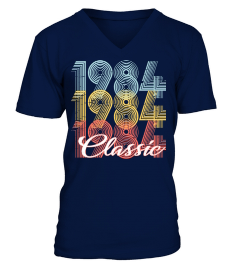 Classic Vintage 37th birthday Shirt Born In 1984 Men's V-Neck T-shirt