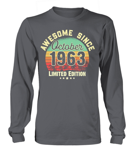 October 1963 58th Year Old Birthday Gift Retro Women's Long Sleeve