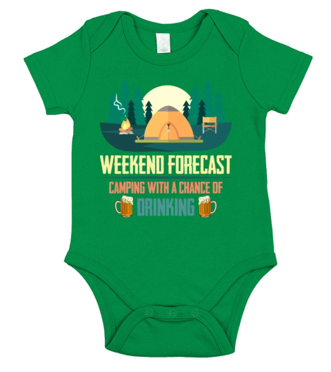 Weekend Forecast Fishing with change of Drinking Short Sleeve Baby One-Piece
