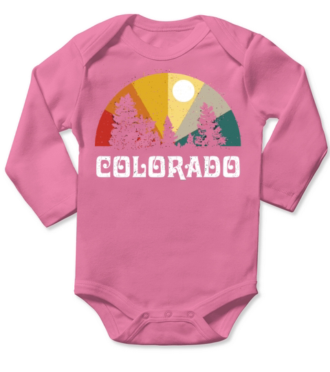 Colorado Vintage Sunset Outdoors Hiking Souvenir Long Sleeve Baby One-Piece