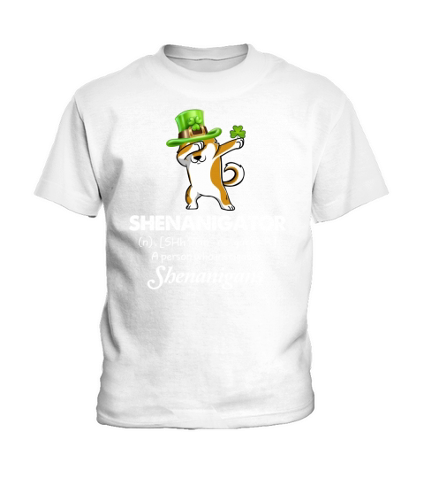Dabbing Shiba Inu Shenanigator Definition Patricks Day Kids T-Shirt
